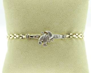 Estate Genuine Diamonds Solid 14k Two Tone Gold 7.25 Bracelet  