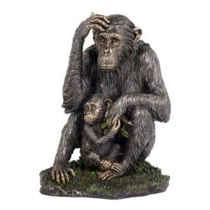25 inch Animal Figure Seated Chimpanzee wBaby Collectible Display