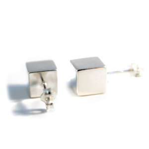  apop nyc Geo Sterling Silver Geometric Cube Earrings 8mm 