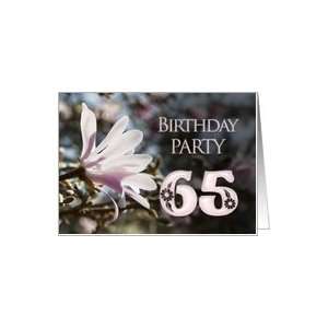  65th birthday party invitation with magnolias Card Toys 