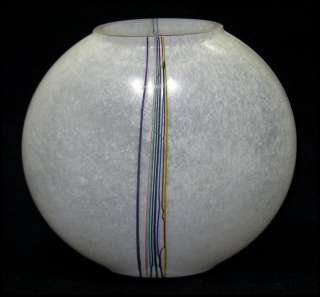 Bertil Vallien Boda Art Glass Modernist Vase, Pinstripe Rainbow, Pre 