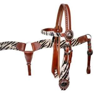   On Hide Headstall, Reins, and Breast Collar Set
