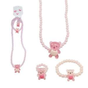  sg paris kid jewelry set set elast neck+bracelet+ring pink 