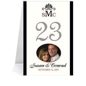  Photo Table Number Cards   Monogram Pewter Gold Center 