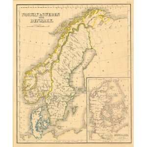  Whyte 1840 Antique Map of Sweden & Norway: Office Products