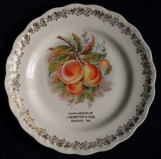 1920s? Plate Peaches Neimeyer & Son Emmaus PA Lehigh Co  