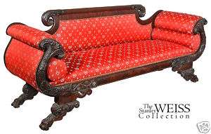 SWC Exhuberant Carved Mahogany Classical Sofa, c.1830  