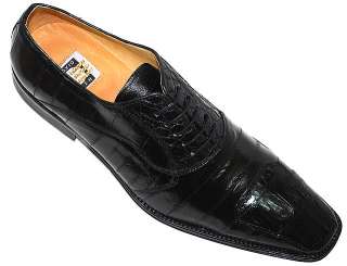 David Eden Basset Black Genuine Crocodile/Eel Shoes   Click Image to 