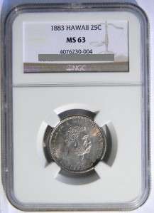   1883 silver $1/4 Quarter Dollar RARE 1 yr type; NGC graded MS63  