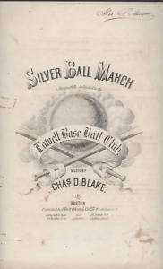 1869, SILVER BALL MARCH   BASEBALL Themed Sheet Music  