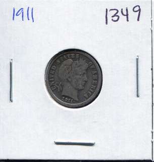 1911 Barber Silver Dime #D1349  