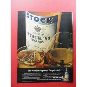  Stock 84 Brandy,1972 print advertisement (bottle and 