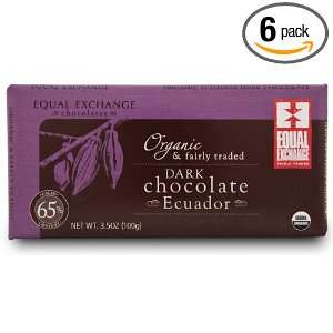 Equal Exchange Organic Ecuador Dark Chocolate, 3.5 Ounce (Pack of 6 