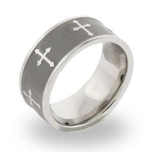  Silver Cross Stainless Steel Message Band Size 11 (Sizes 5 