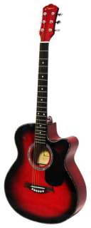 New Crescent PRO YMG 41 Adult SIZE RED Acoustic Guitar +Accessories 