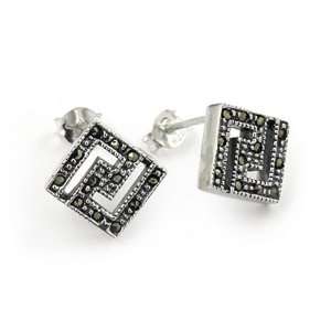  Marcasite Square Post Earrings Jewelry