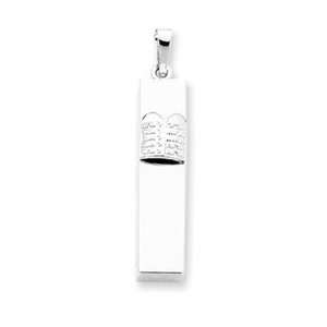   Gift Sterling Silver Mezuzah With Ten Commandments Pendant Jewelry