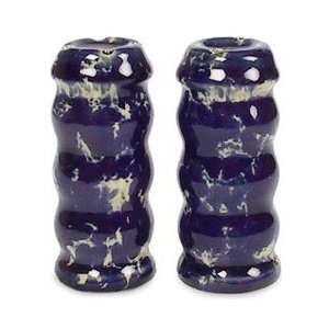 Bennington Potters Blue Agate Salt & Pepper Set:  Kitchen 
