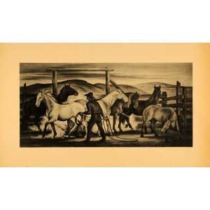  1945 Print Horse Corral Colorado Cowboy Wrangler Western 