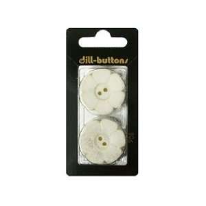 Dill Buttons 28mm 2 Hole Flower Beige 2pc Arts, Crafts 