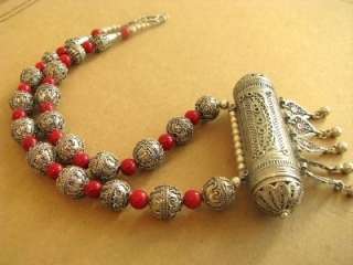 Jewish Yemen Yemenite Filigree Silver amulet Necklace  