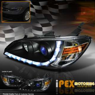 R8 Style LED 04 05 Honda Civic Hybrid/EX/DX/GX/HX BLACK Projector 