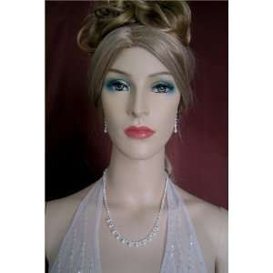   White Rhinestone and Pearl Bridal Prom Necklace Earring Set Beauty