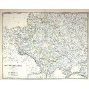   Antique Map C1877 Russia Poland Sea Azov Europe