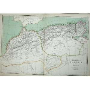  1872 Blackie Geography Maps Morocco Algeria Tunis