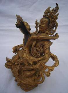 Tibetan Gilt Bronze Yellow Jambhala in Yab yum Statue  