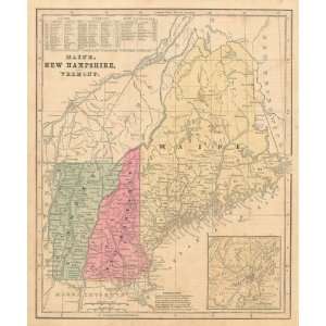  Smith 1860 Antique Map of Maine, New Hampshire & Vermont 