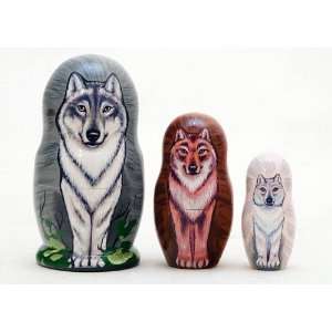  Wolf Pack Nesting Doll 3pc./3.5 Toys & Games
