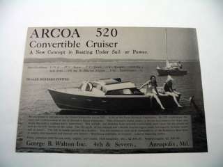Arcoa 520 Convertible Cruiser Boat Sail Power print ad  