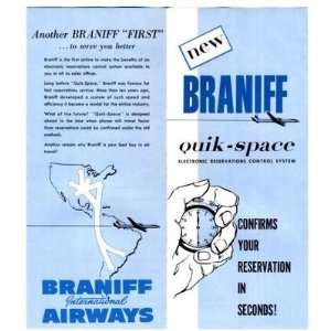  Braniff International Airways QUIK SPACE Brochure 