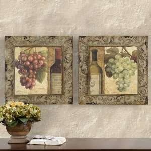  French Provincial Wine Label Wall Plaques (Set of 2): Home 