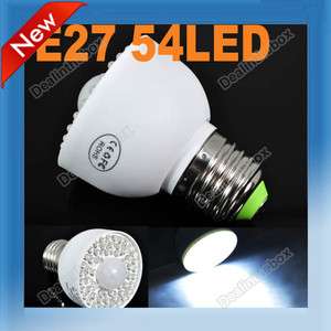 E27 54 LED PIR Occupancy Sensor White Light Bulb Motion 3W AC85 260V 