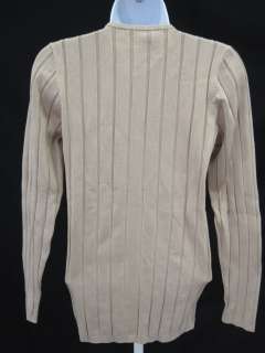 WORTH Tan Silk Ribbed Knit Zip Front Sweater Top Sz P  