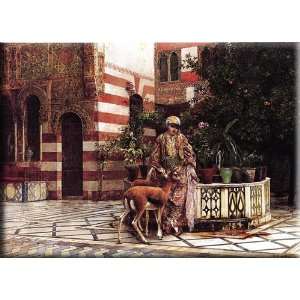 Girl in a Moorish Courtyard 16x11 Streched Canvas Art by Weeks, Edwin 