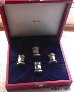 PIECE STERLING CARTIER SALT PEPPER SHAKERS WTH BOX  