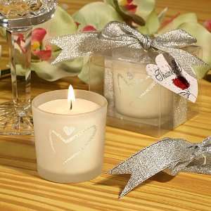  Baby Keepsake: Silver Heart Design Candle Favors: Baby