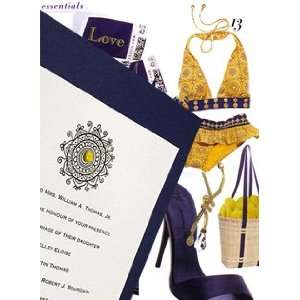  Wedding Invitations Kit Navy Blue with a Sunny Yellow 
