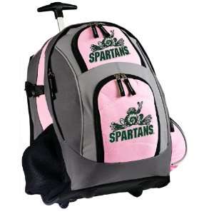 Michigan State Peace Frog Rolling Backpack Deluxe Pink MSU Peace Frogs 