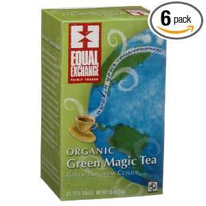 Equal Exchange Tea Green Magic, 25 Count Box (Pack of 6):  