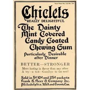   Ad Chiclet Mint Chewing Gum Candy Cadbury Adams   Original Print Ad