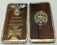 RARE! GERMAN NAZI 1 OZ 999 PURE 24K GOLD PLATED IRON REICH WWI WWII 