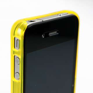 Yellow Crystal See Thru Back Snap On Flexi Hard Skin Case Cover iPhone 