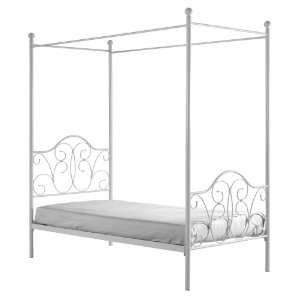  WE Furniture Metal Twin Canopy Bed, White: Home & Kitchen