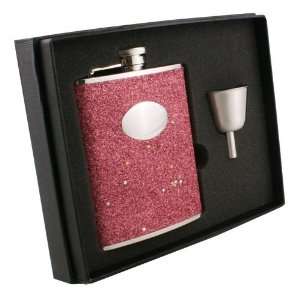 Visol Carina Red Glitter Stainless Steel 6oz Flask Gift Set:  