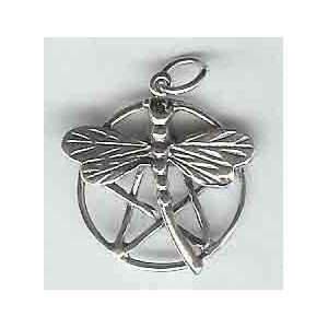 Wiccan Pagan Witch Jewelry Dragonfly Pentacle Pentagram 925 Sterling 
