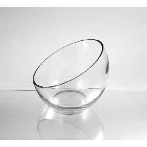  7 x 6 x 3 Slant Bowl Glass Vase   Case of 8: Home 